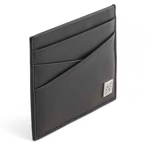 Card Holder in Smooth Leather with Monogram Logo Plate - £85 - Boss